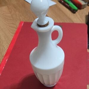 Vintage Milk Glass Cruet With Stopper